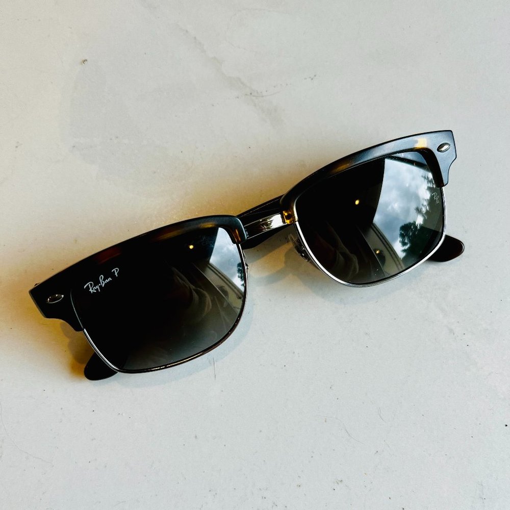 Ray-Ban Black and Silver Clubmaster Sunglasses